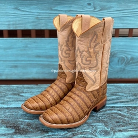 Extreme Durability Outdoor Utility Macie Bean Girls Children's Brown Caiman Print Square Toe Cowboy Boots MK9158
