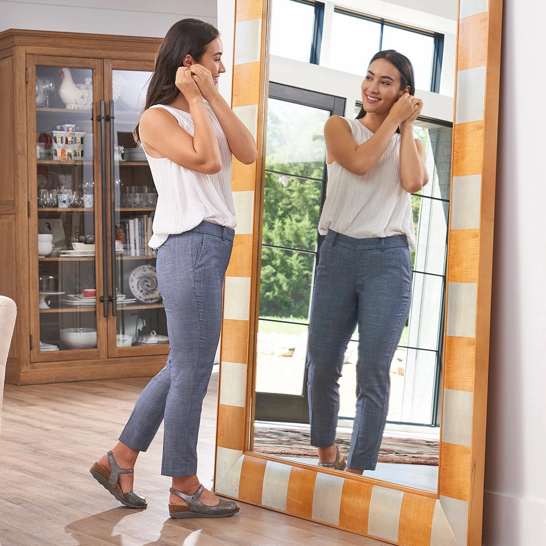 Adjustable Slip On Style Marcy | Metallic Leather | Pewter