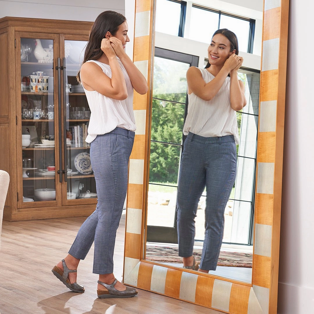 Adjustable Slip On Style Marcy | Metallic Leather | Pewter