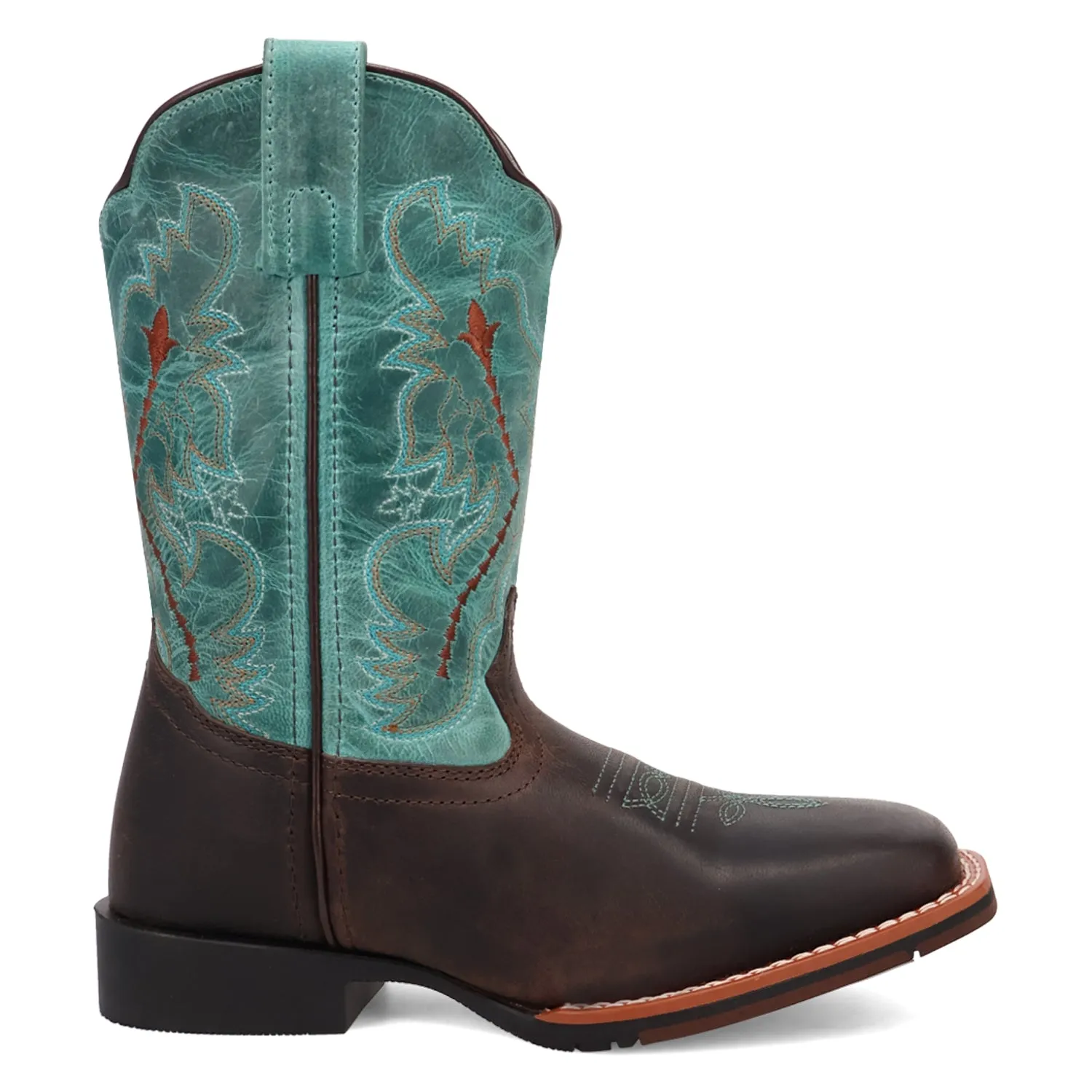 Easy Care Dan Post Children/Youth Chocolate Brown & Turquoise Top Salina Western Cowgirl Boots DPC4002 DPC5002