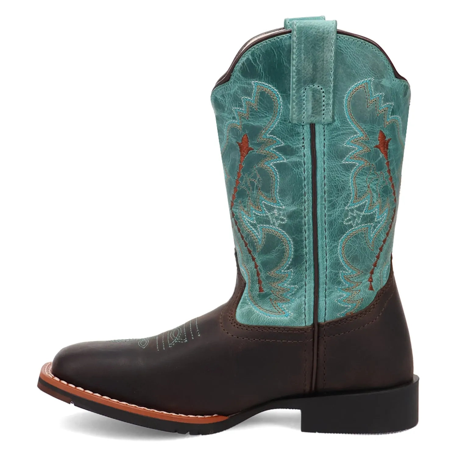 Dan Post Children/Youth Chocolate Brown & Turquoise Top Salina Western Cowgirl Boots DPC4002 DPC5002 Cozy Footwear Functional Form