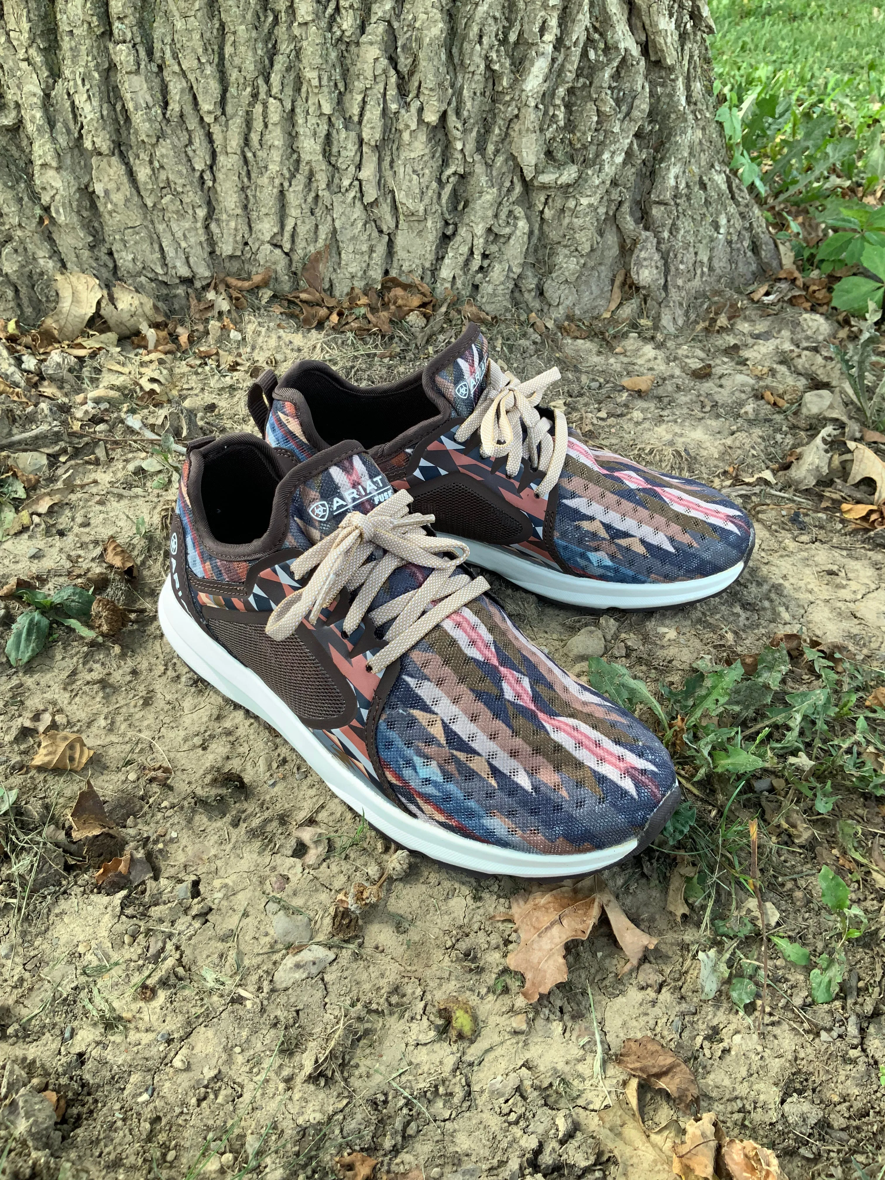 Ariat Women's Neutral Aztec Fuse Lace-Up Tennis Shoe 10039082 Cushioned Footbed