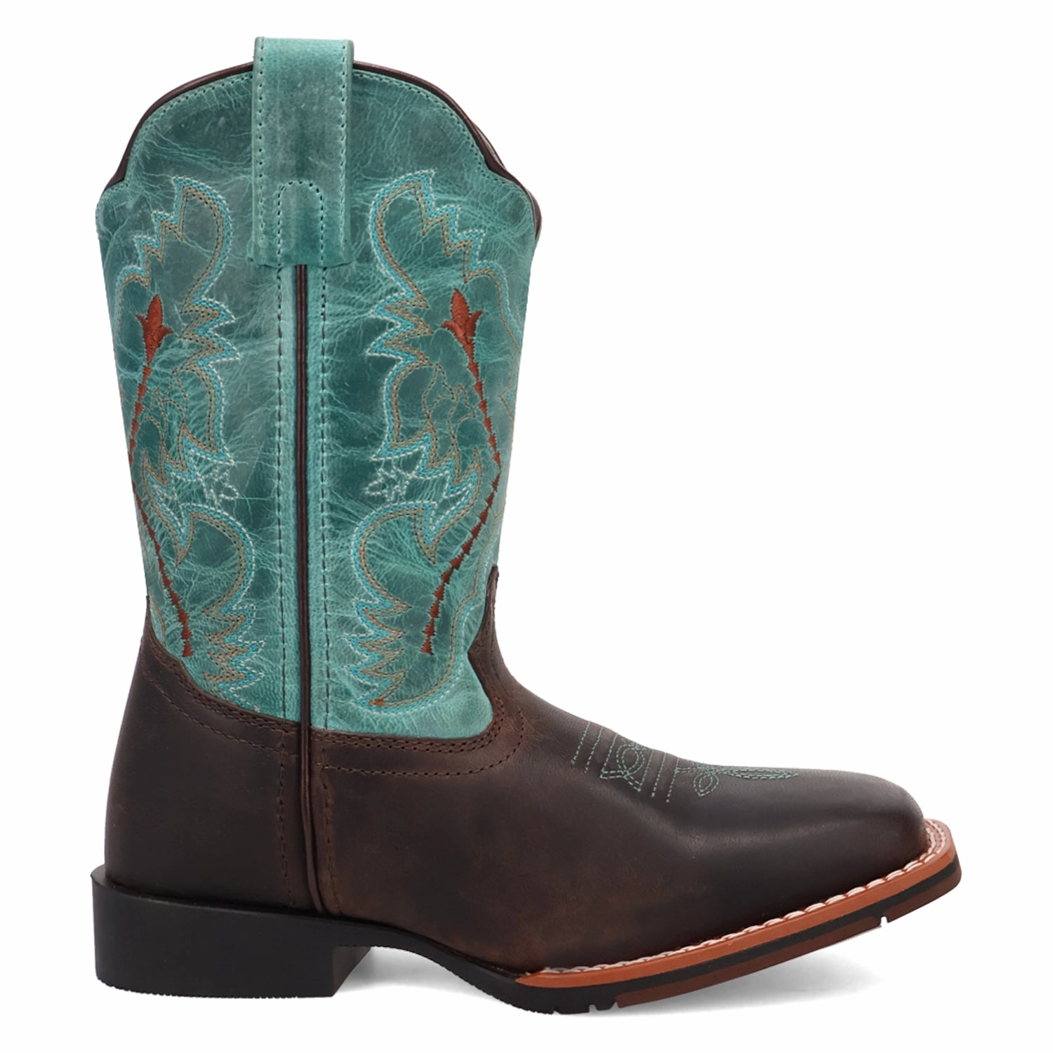 Easy Care Dan Post Children/Youth Chocolate Brown & Turquoise Top Salina Western Cowgirl Boots DPC4002 DPC5002