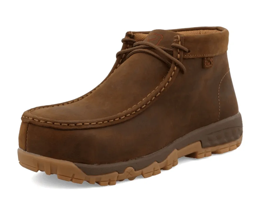 Twisted X Women's Saddle Leather Work Chukka Composite Toe Driving Moc Shoe WXCC001 Comfortable Footbed