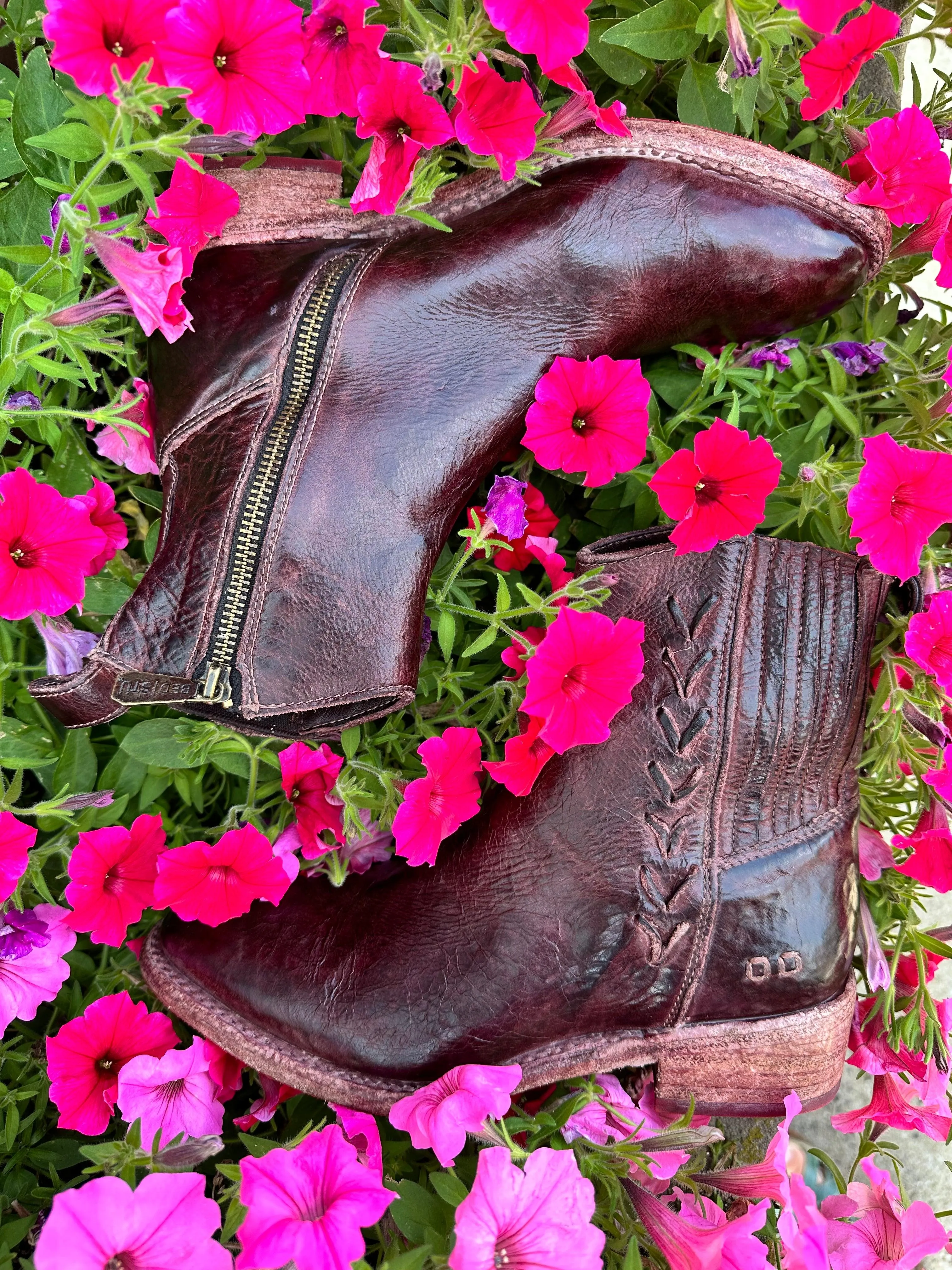 Abrasion   Resistant Bed Stu Women's Alina Merlot Red Dip Dye Tremolo Ankle Boots F393108