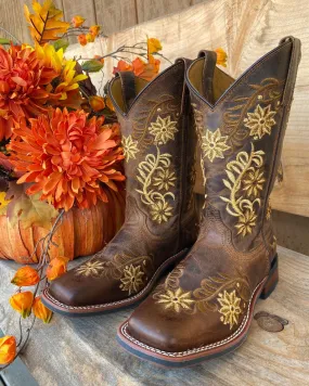 Compact Form Versatile Laredo Women's Secret Garden Brown Embroidered Flower Cowgirl Boots 5822