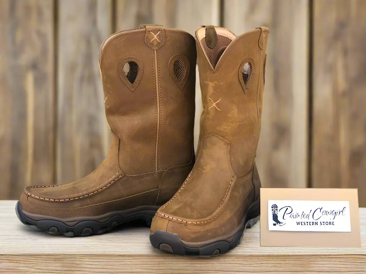 Twisted X Men's Brown Leather Pull On WaterProof Work Boots MHKBW01 All-Season Protection Social Butterfly