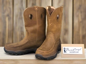 Twisted X Men's Brown Leather Pull On WaterProof Work Boots MHKBW01 All-Season Protection Social Butterfly