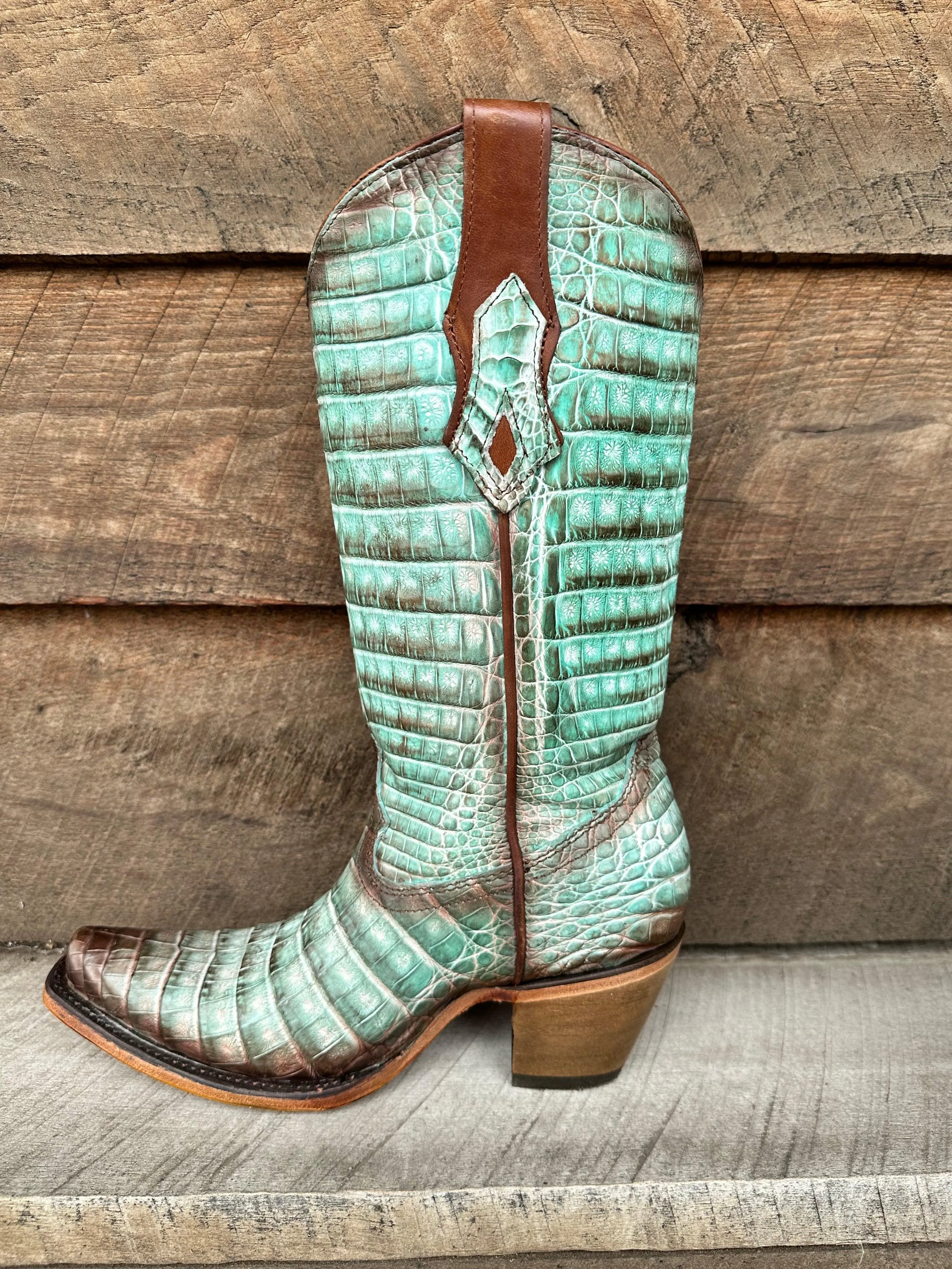Corral Women's Jade Fluorescent Hand Painted Full Caiman Cowgirl Boots C3998 Daily Commuter