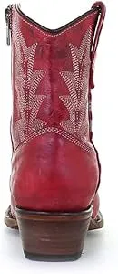 Circle G Women's Red w/White Embroidery Cowgirl Ankle Boots L5704 Mid Top