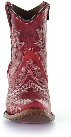 Well-fitted Premium materials Circle G Women's Red w/White Embroidery Cowgirl Ankle Boots L5704
