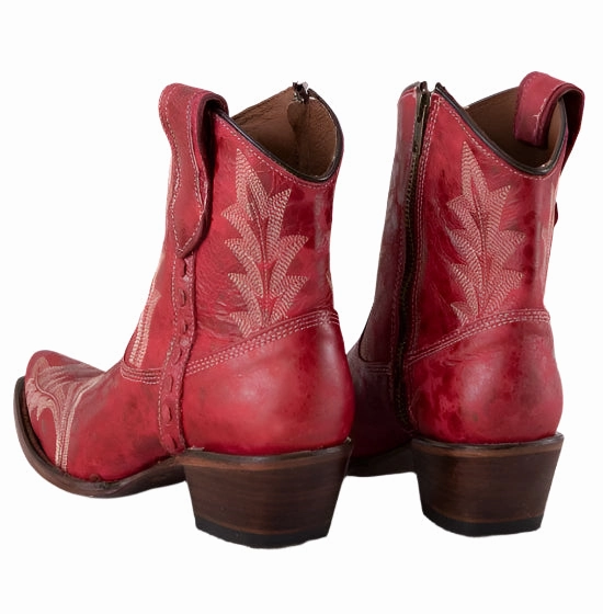 Pure Joy nylon Circle G Women's Red w/White Embroidery Cowgirl Ankle Boots L5704