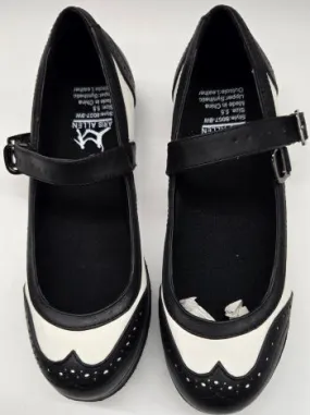 Mary Jane -- Suede Sole Strap -- Black/White Firm Lock