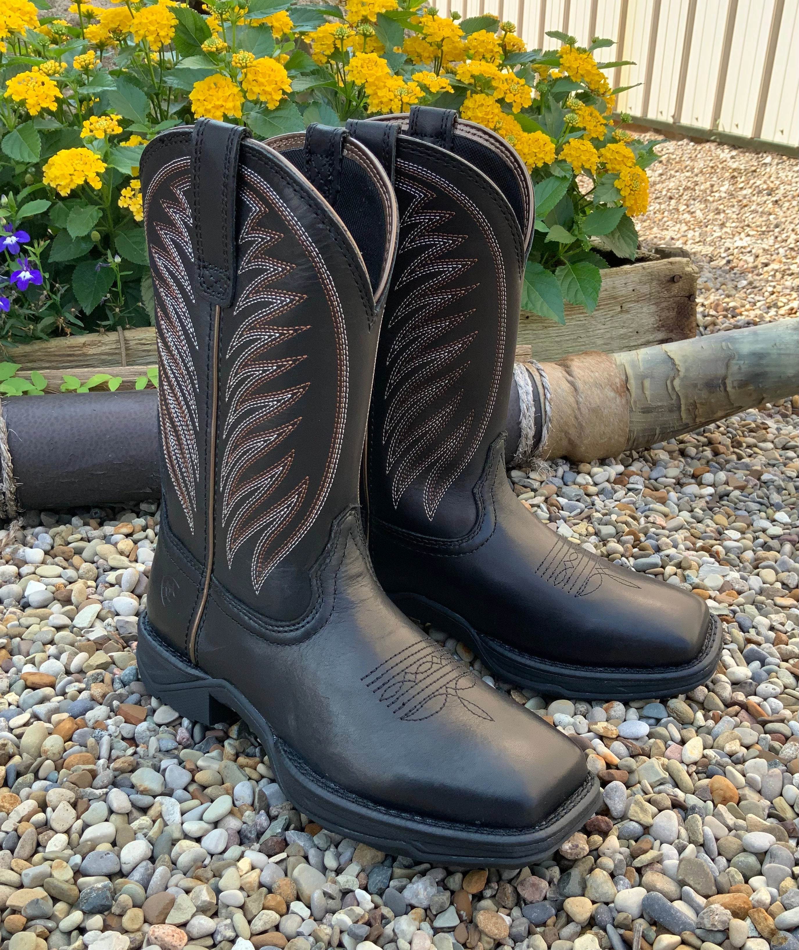 Ariat Women's Anthem 2.0 Black Square Toe Cowgirl Boots 10040285 PullOn Cozy And Stylish