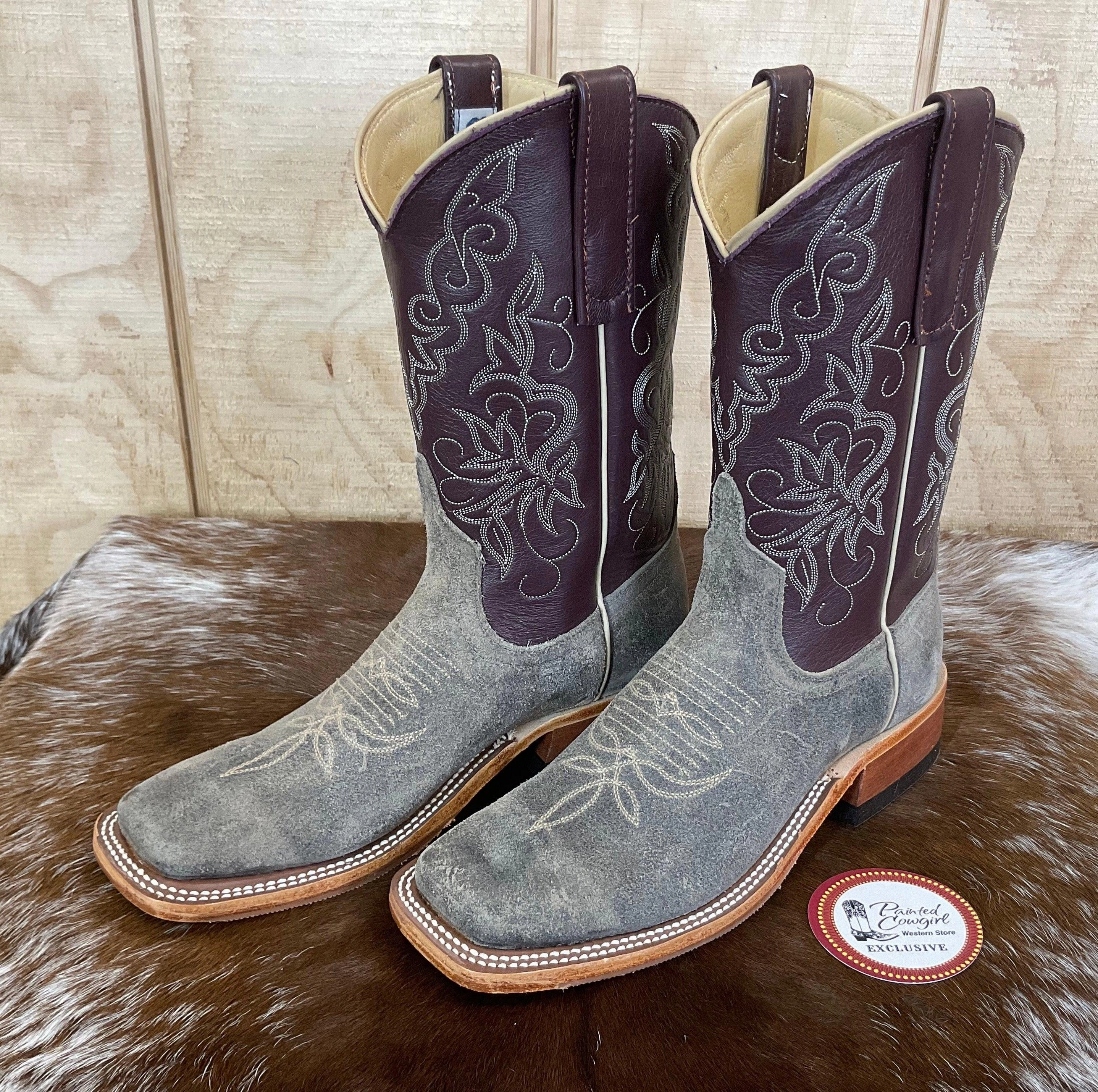 Multi   Purpose Active Adventures Anderson Bean Womens Stone Waxy Kudu & Vienna Luscious Deerskin 10 Burgundy Top Square Toe Cowgirl Boots 333581