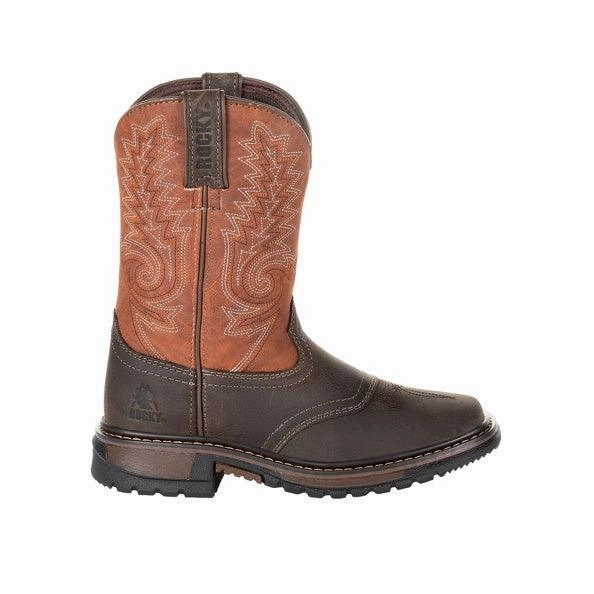 Rocky Childrens & Youth Original Ride Brown Western Wellington Work Boots RKW0257 Easy Clean
