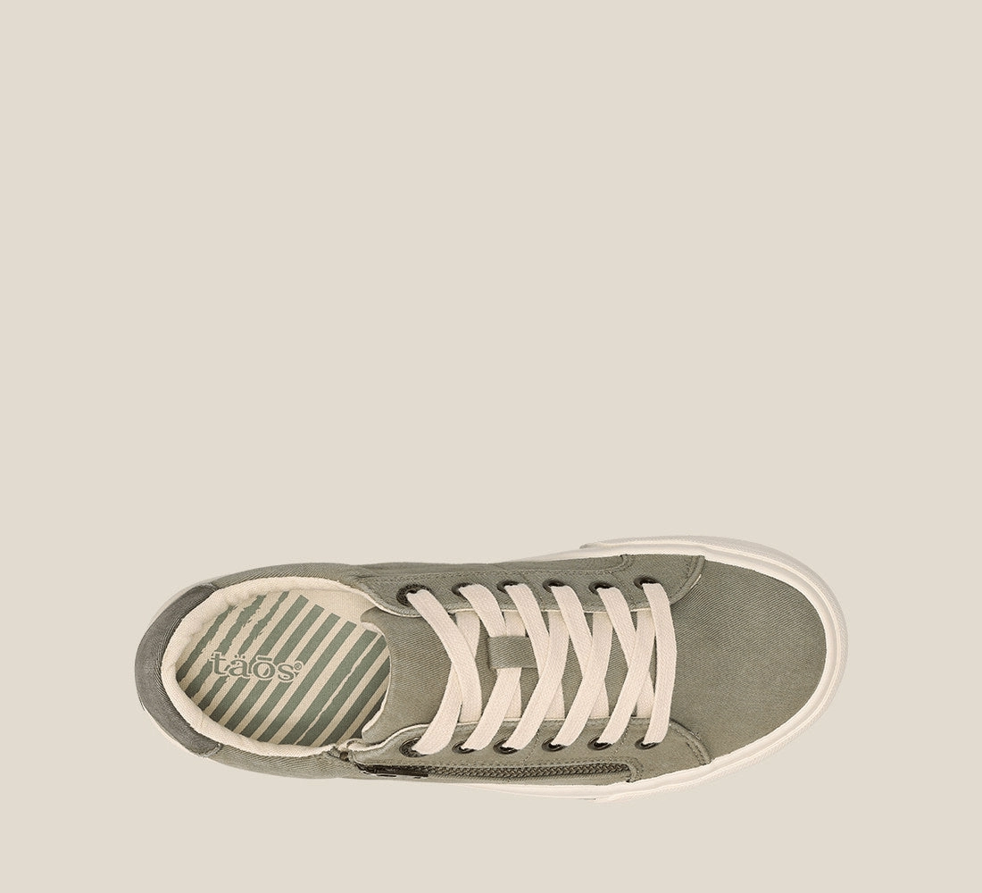 Z Soul | Wide | Canvas | Sage/Olive Distressed Flexible London Cool
