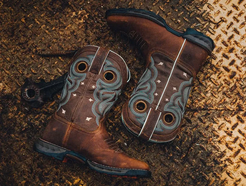 Anti Abrasion Durango Maverick Womens Brown & Teal Waterproof Cowgirl Work Boots DRD0417