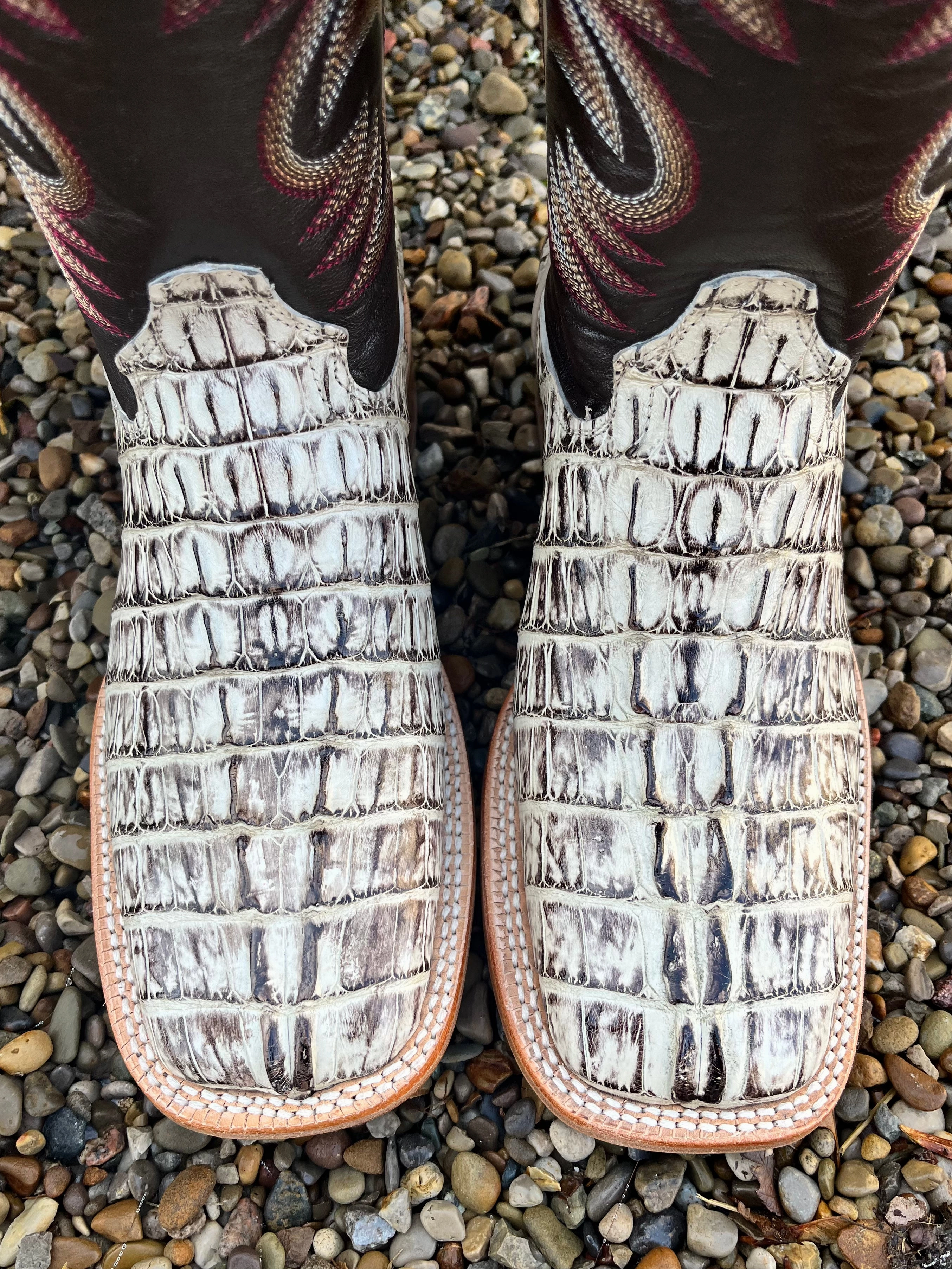 Urban Hiker Classic Design R. Watson Men's Orix Hornback Caiman Tail Square Toe Cowboy Boots RW3013-2