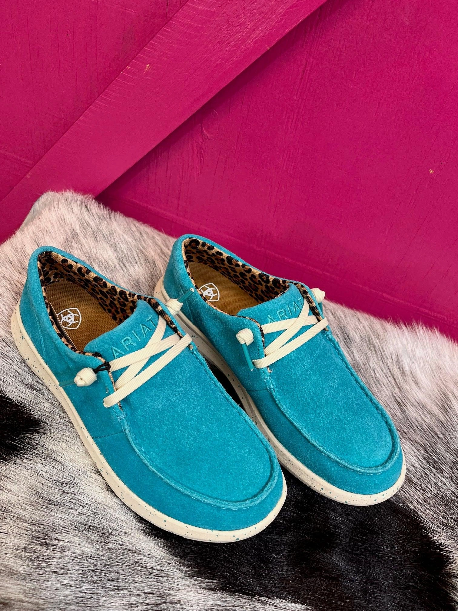 Ariat Women's Brightest Turquoise Hilo Suede Moc Toe Casual Shoes 10050971 Greek Ease