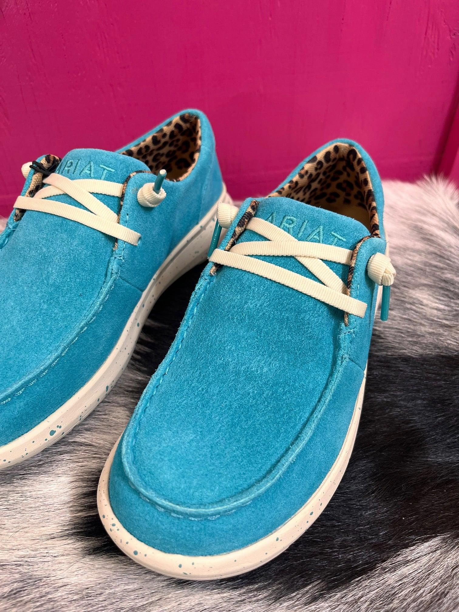 Ariat Women's Brightest Turquoise Hilo Suede Moc Toe Casual Shoes 10050971 All Day Kids Pick