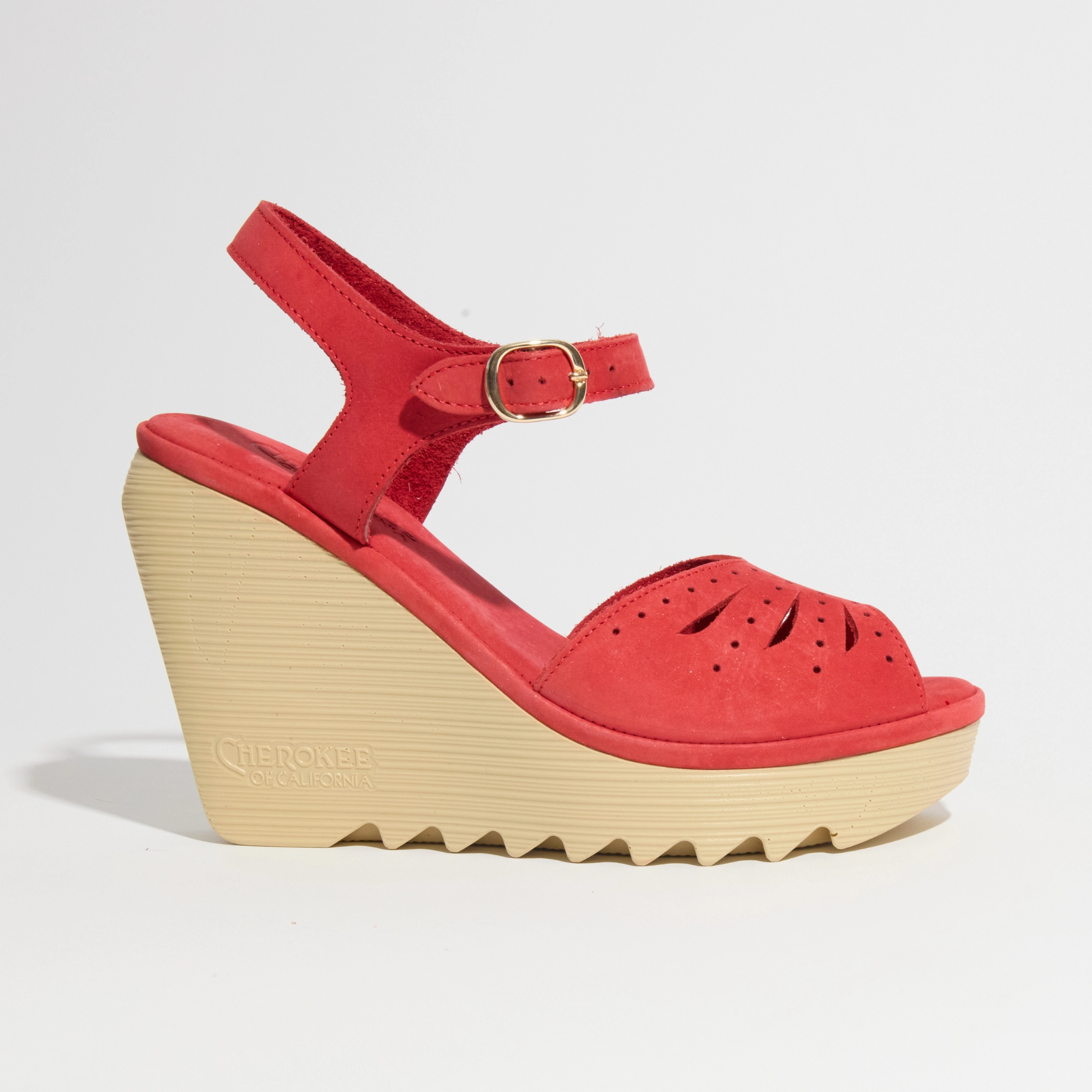 Mono Tone Flower High Beep Red Nubuck