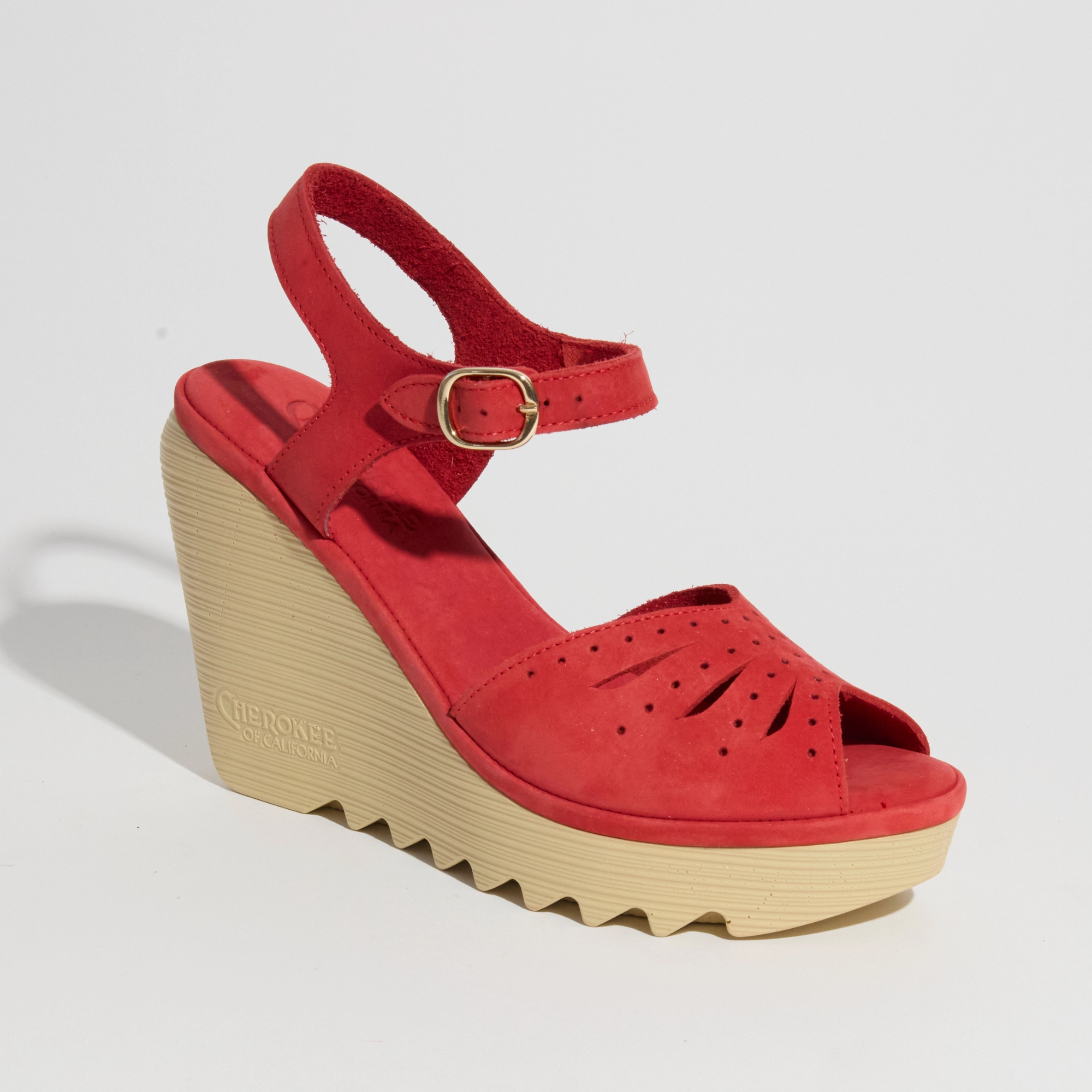 Suede Material Durable Construction Flower High Beep Red Nubuck