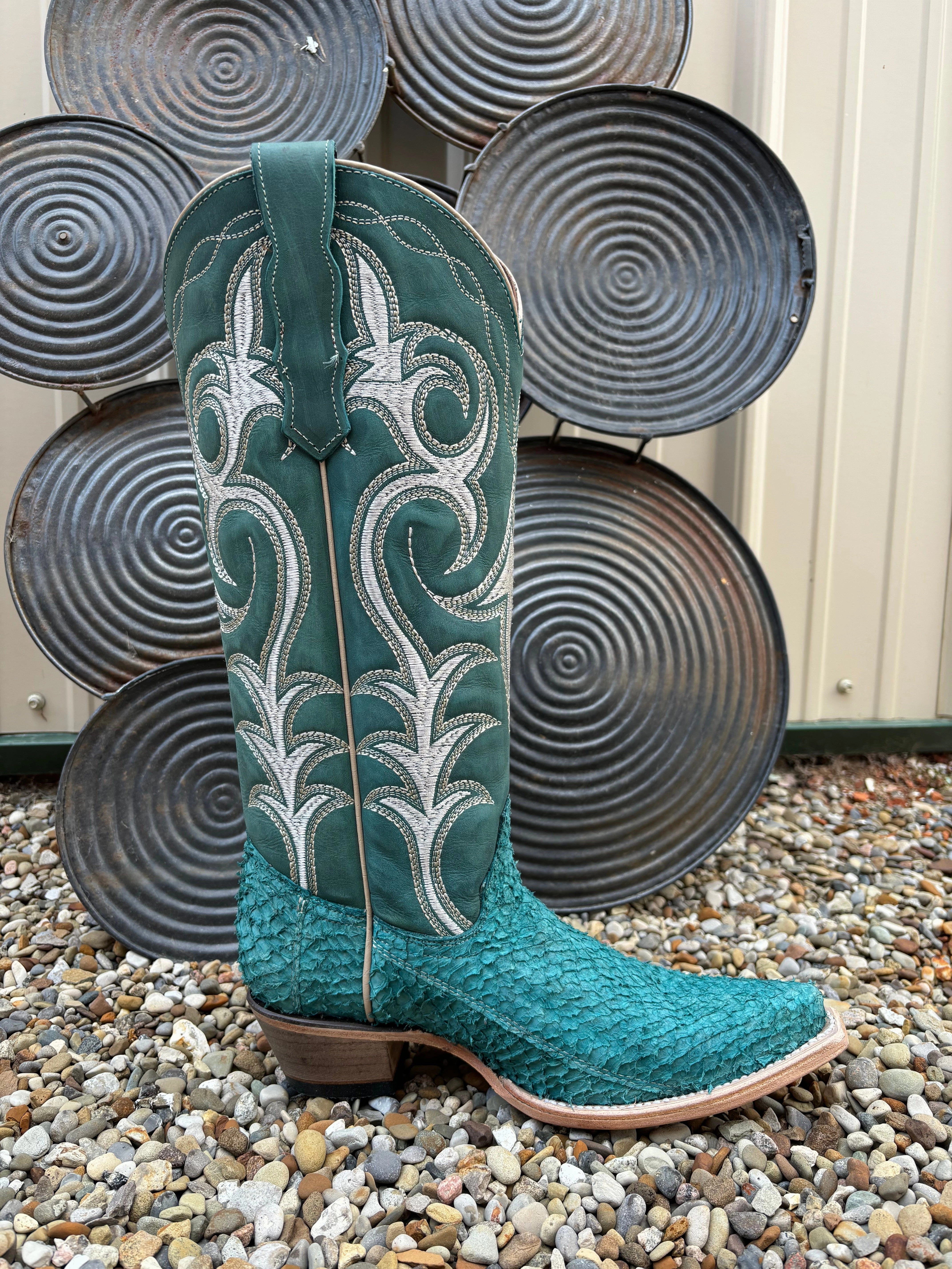 Circle G Women's Turquoise Fish Embroidered Snip Toe Cowgirl Boots L6109 Outdoor Explorer