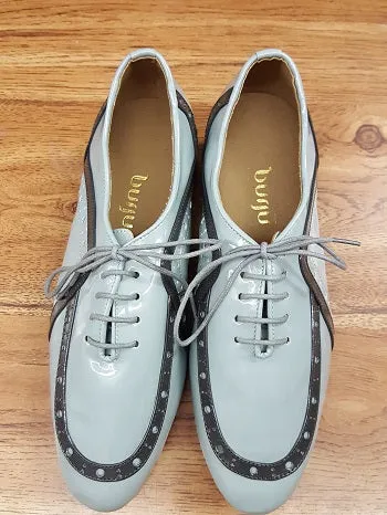 Josab -- Men's Standard Ballroom Oxford -- Light Grey Patent Work Base