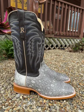 All weather R. Watson Men's Natural Ring Lizard Square Toe Cowboy Boots RW7900-2