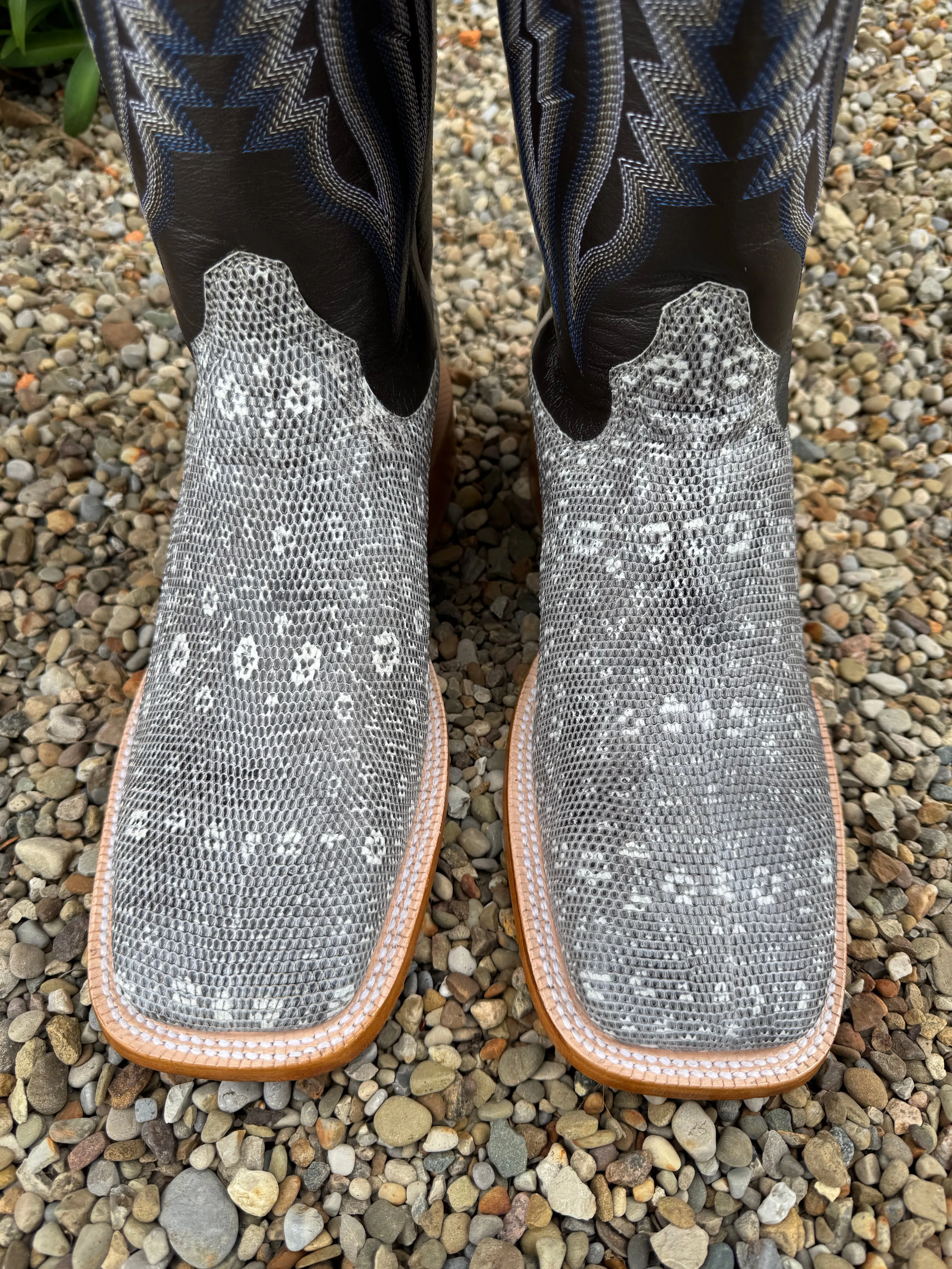 R. Watson Men's Natural Ring Lizard Square Toe Cowboy Boots RW7900-2 Outdoor Gear