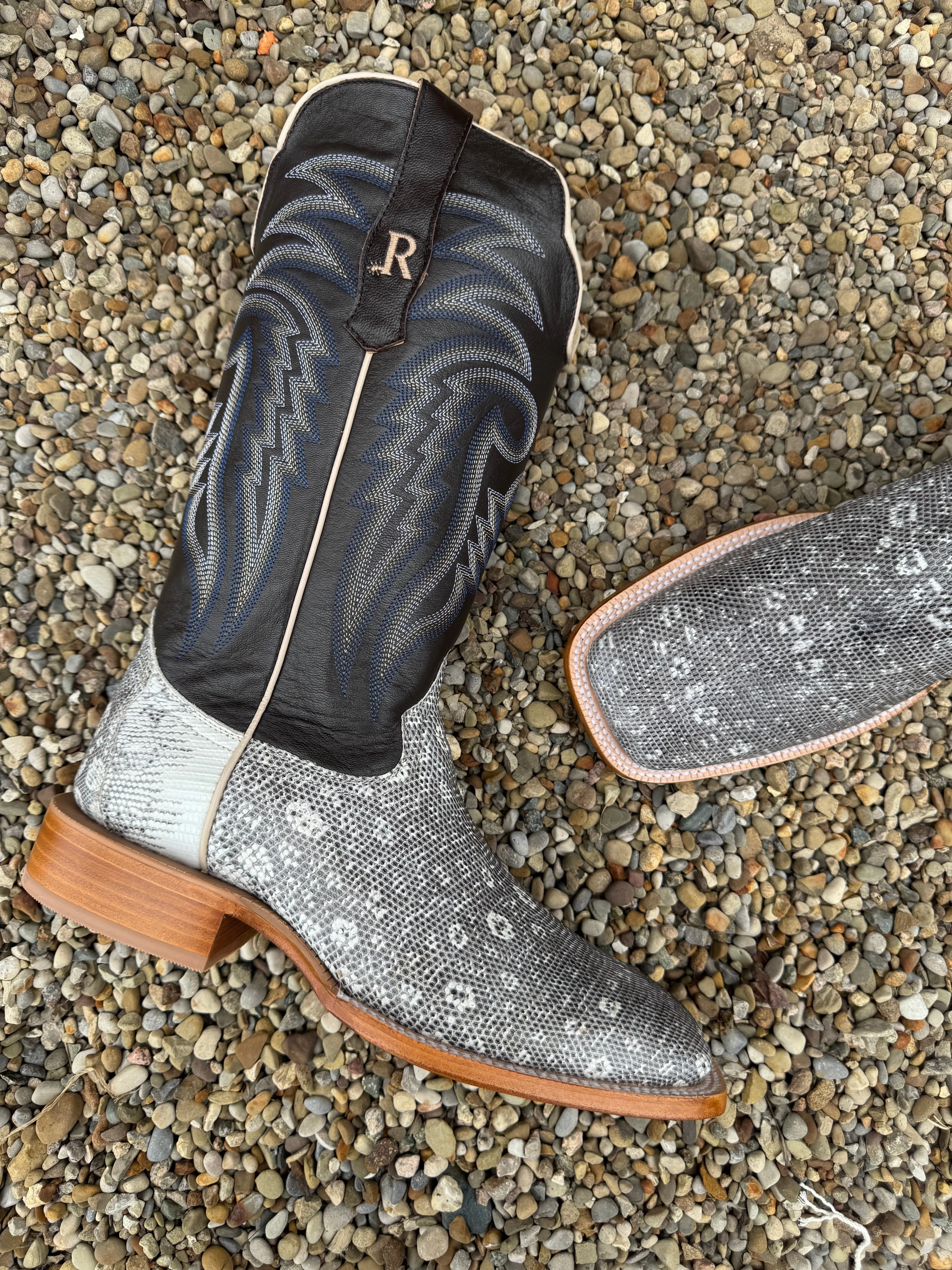 Transitional Season R. Watson Men's Natural Ring Lizard Square Toe Cowboy Boots RW7900-2