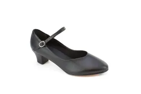 Silk Feel 1.5" Amaya -- Instep Strap Character Shoe -- Black