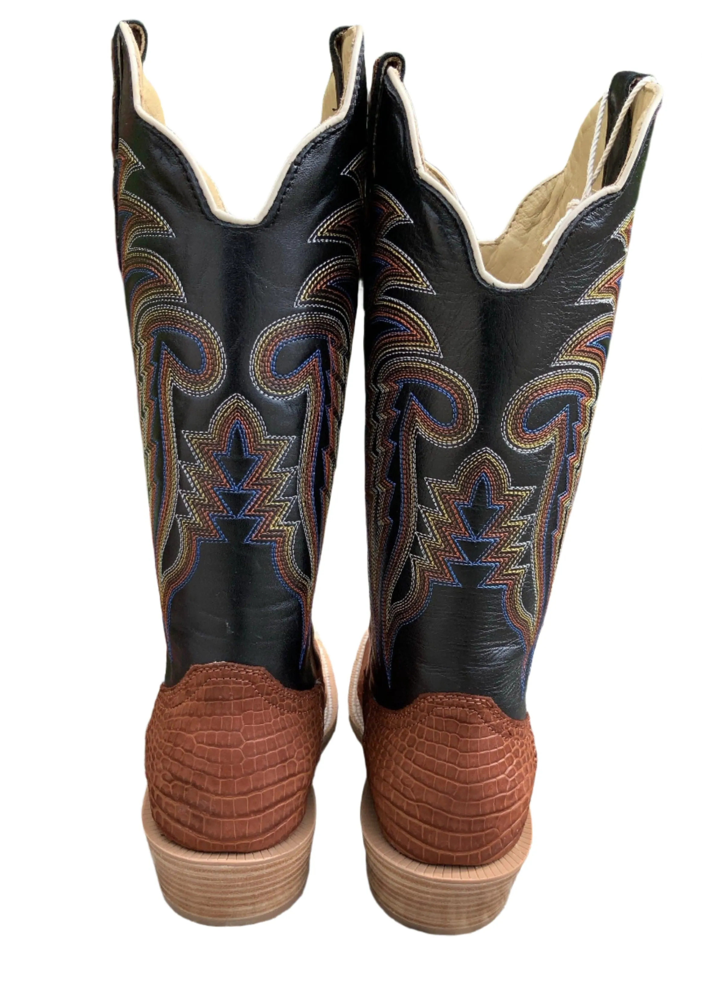 Modern Comfort R. Watson Men's Cognac Sueded Nile Crocodile Square Toe Cowboy Boots RW9012-2