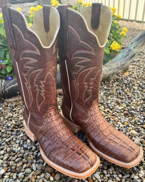 R. Watson Men's Kango Tobacco Hornback Caiman Tail Square Toe Cowboy Boots RW3011-2 All-Purpose Footwear