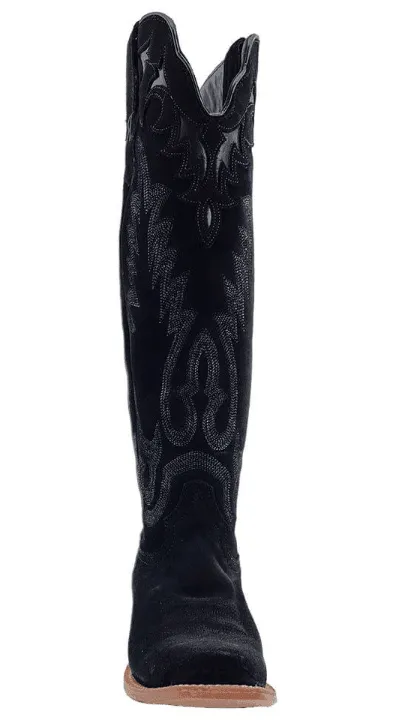 Wool blend R. Watson Women's Black Rough Out Narrow Square Toe Western Cowgirl Boots RWL8420-1