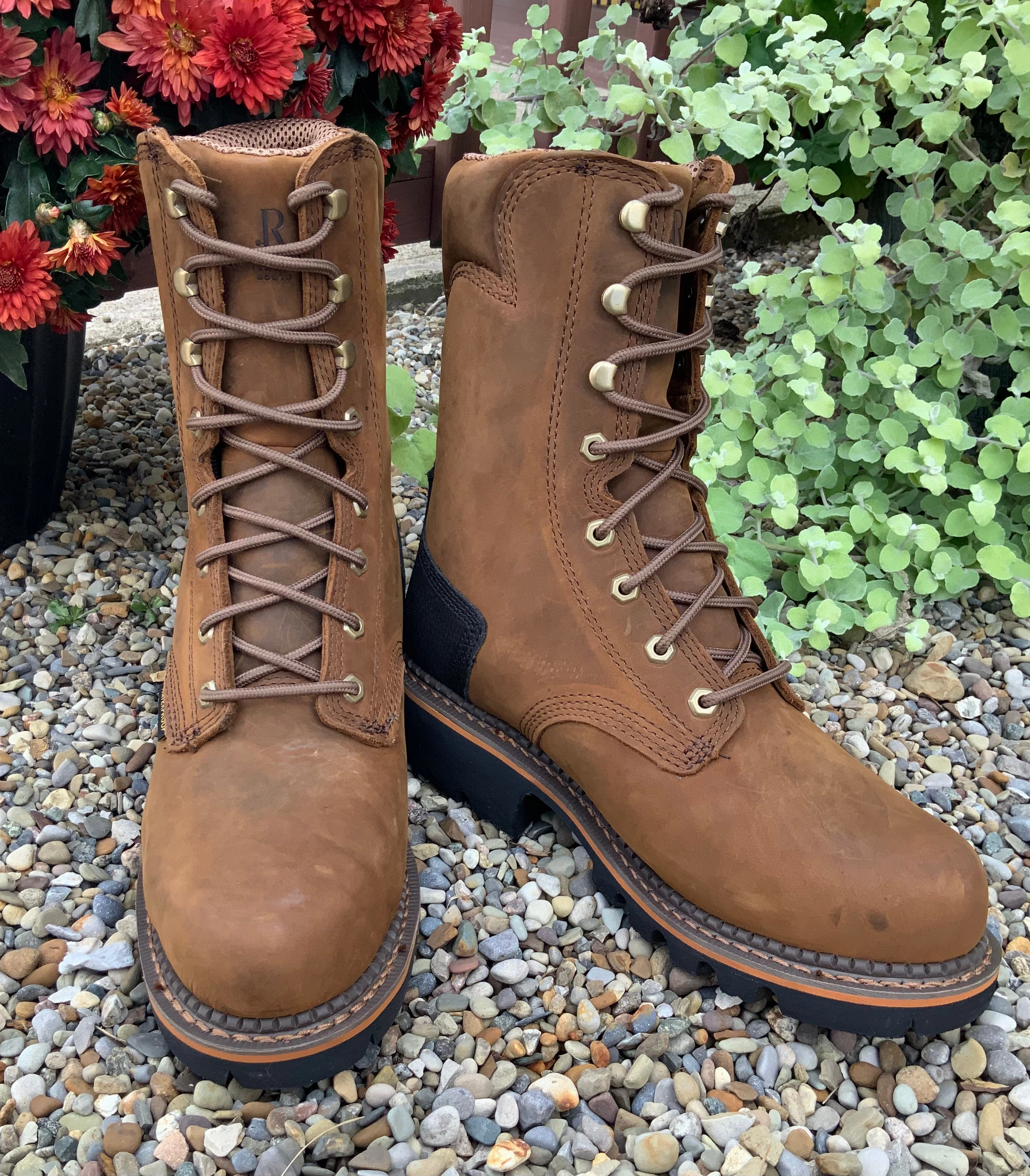 R. Watson Men's Peanut Cowhide Waterproof Composite Toe Insulated Logger Work Boots RW1300-CT-WI City Utility Breathable mesh