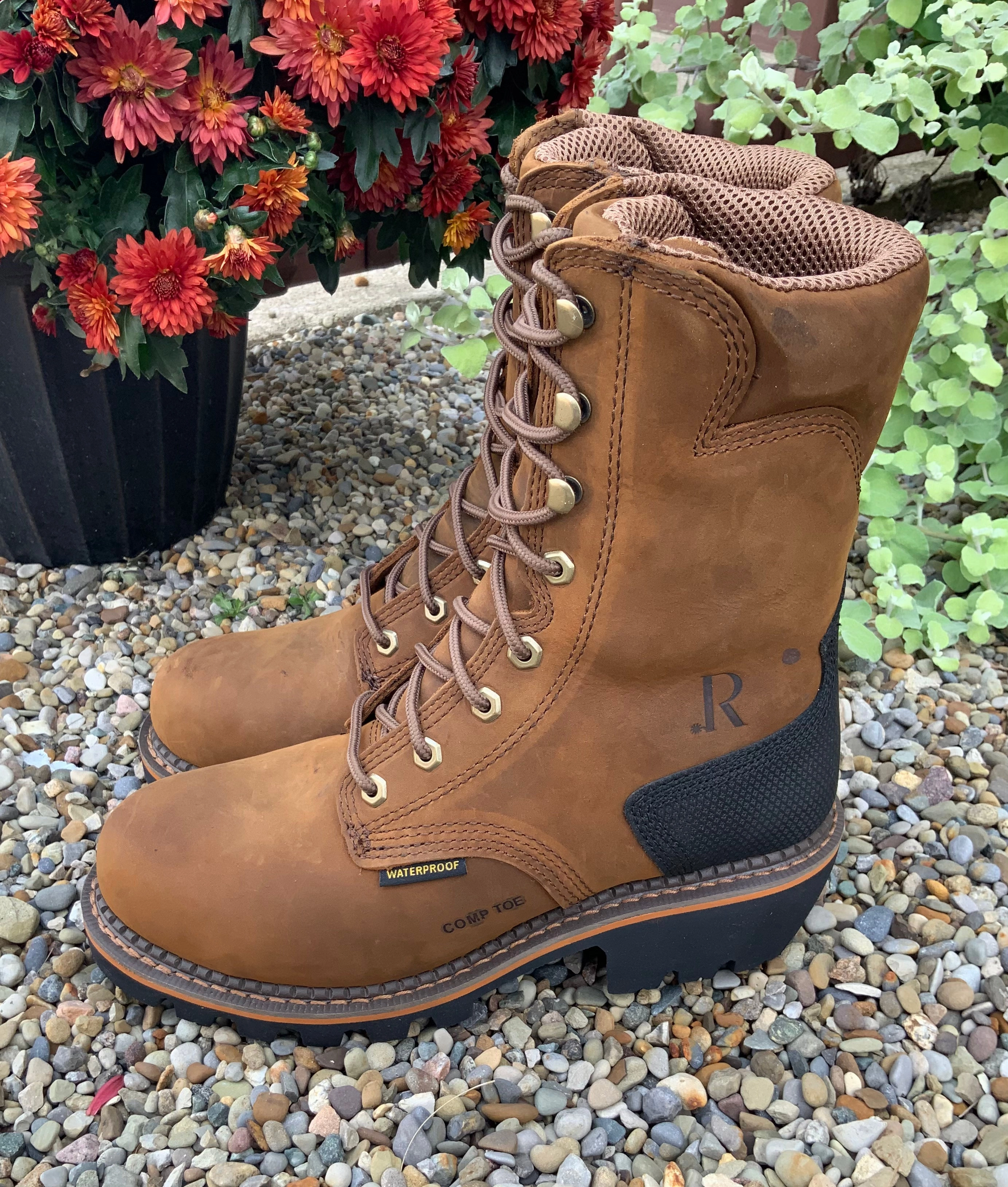 R. Watson Men's Peanut Cowhide Waterproof Composite Toe Insulated Logger Work Boots RW1300-CT-WI Lightweight Construction