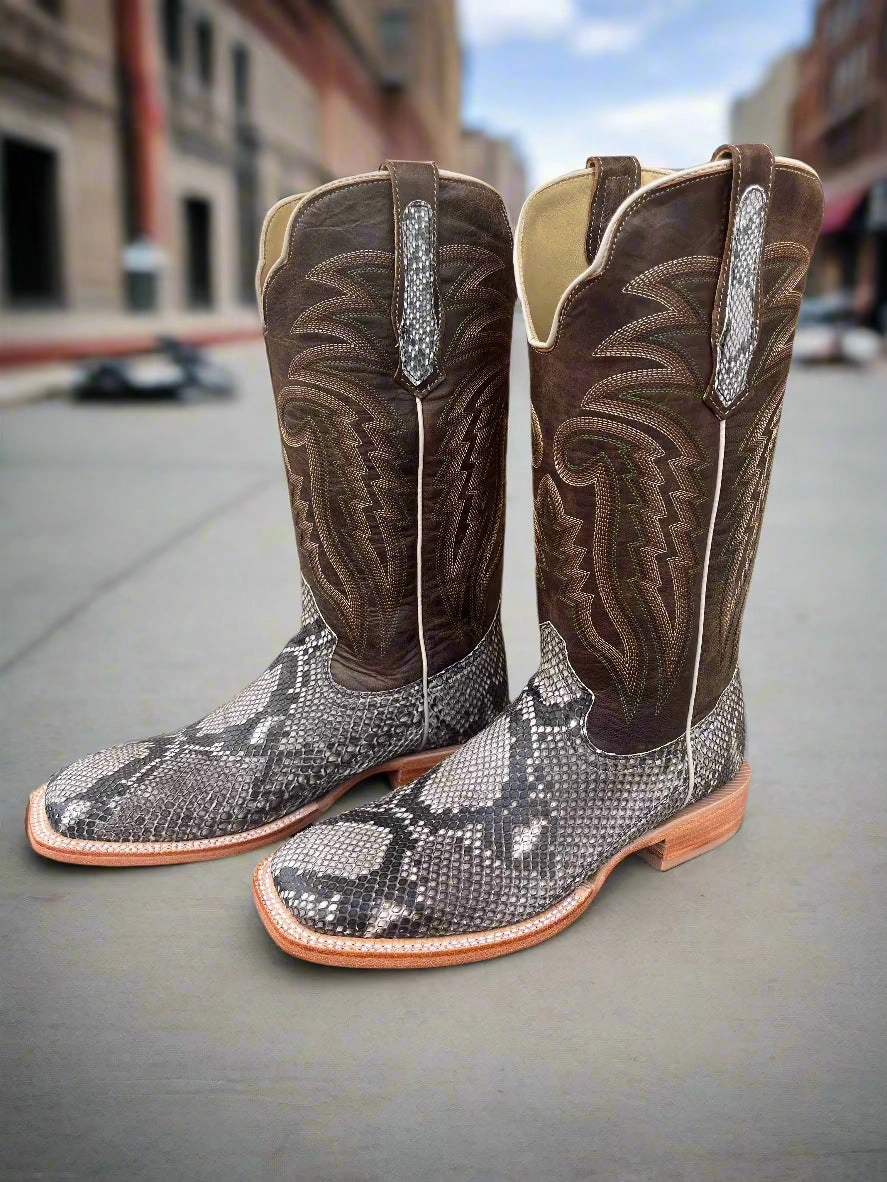 R. Watson Men's Rustic Python Belly Square Toe Western Cowboy Boots RW7913-2 Wedding Reception