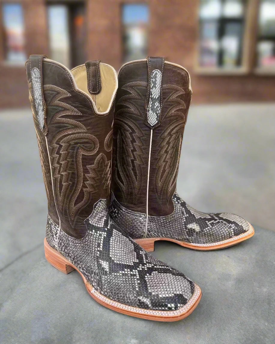 Casual Day R. Watson Men's Rustic Python Belly Square Toe Western Cowboy Boots RW7913-2