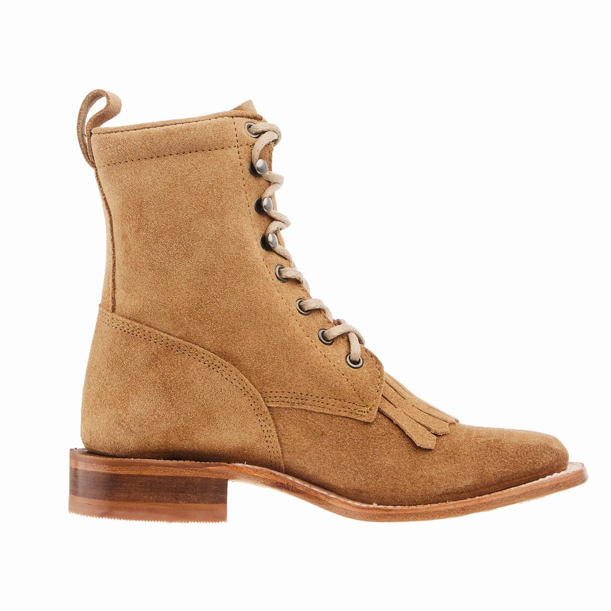 R. Watson Women's Sand Roughout Square Toe Lacer Boots Roper Boots RWL8913-2 portable