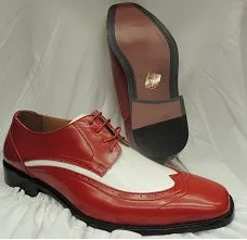 Randall --  Men's Dress Oxford  -- Red/White Smooth Soles Velvet Rich