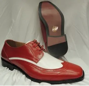 Randall --  Men's Dress Oxford  -- Red/White Smooth Soles Velvet Rich