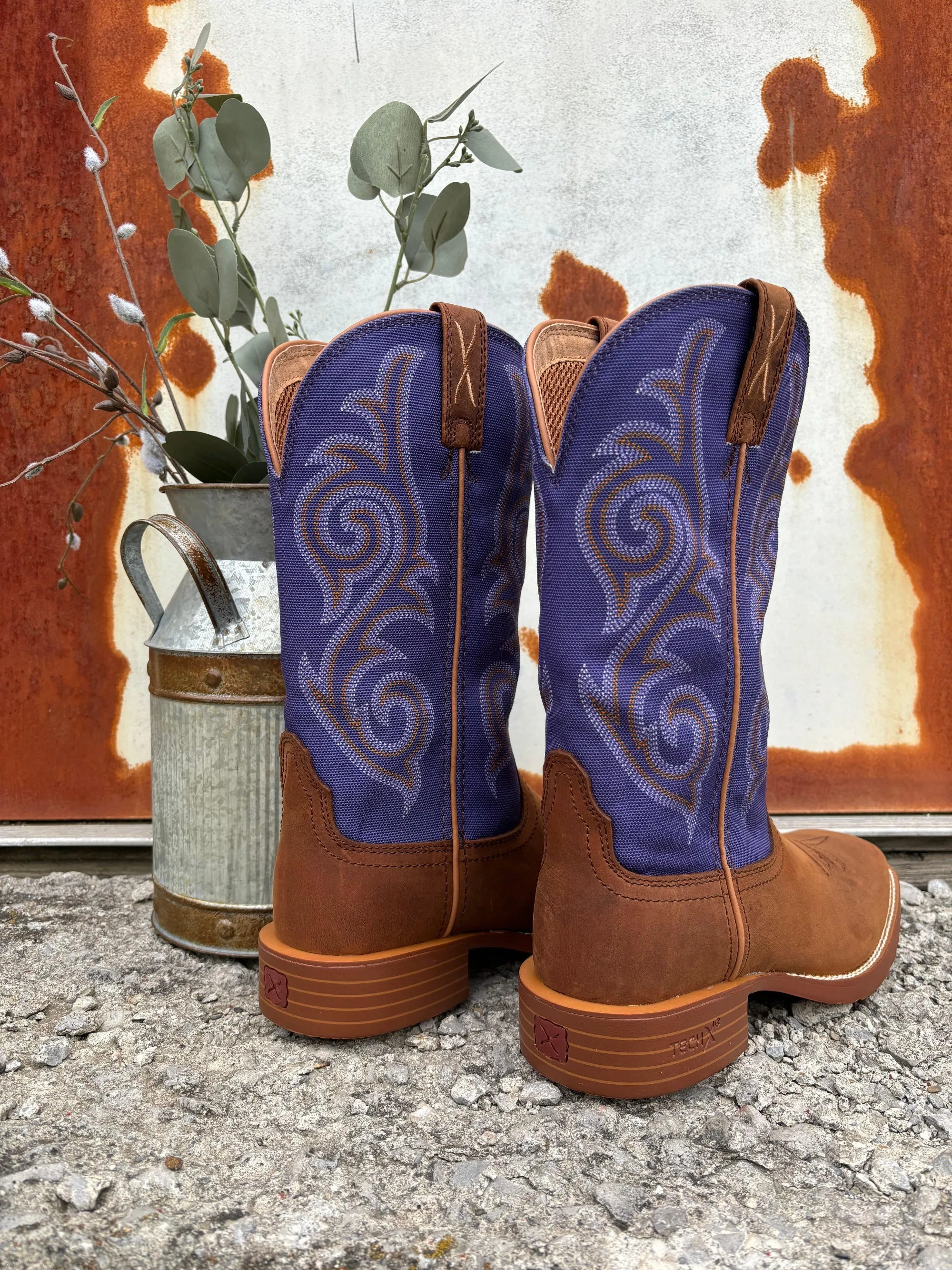 Air Move Shopping Mall Twisted X Women's Tech X Brown Saddle Leather & Purple Top Cowgirl Boots WXTR009