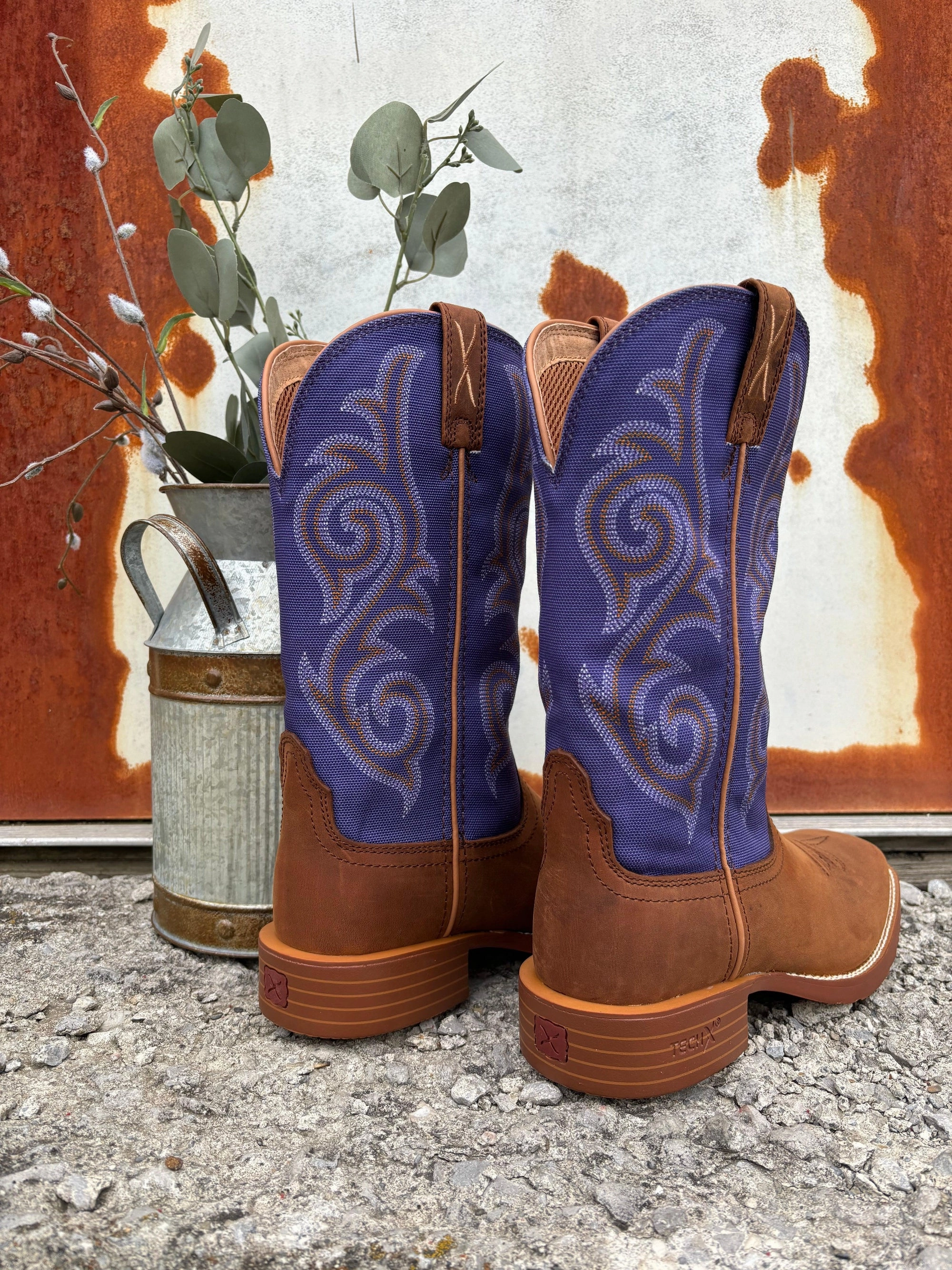 Air Move Shopping Mall Twisted X Women's Tech X Brown Saddle Leather & Purple Top Cowgirl Boots WXTR009