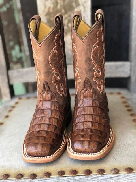 Cold   Resistant Lightweight Fit HorsePower Children and Youth Chocolate Nile Print Square Toe Boots HPK1070 HPY1070