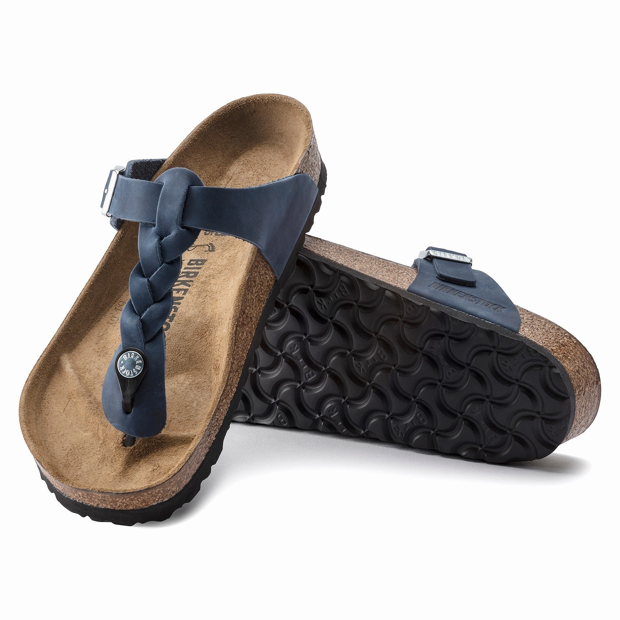 Breathable Travel Sandals Gizeh Braided | Oiled Leather | Navy