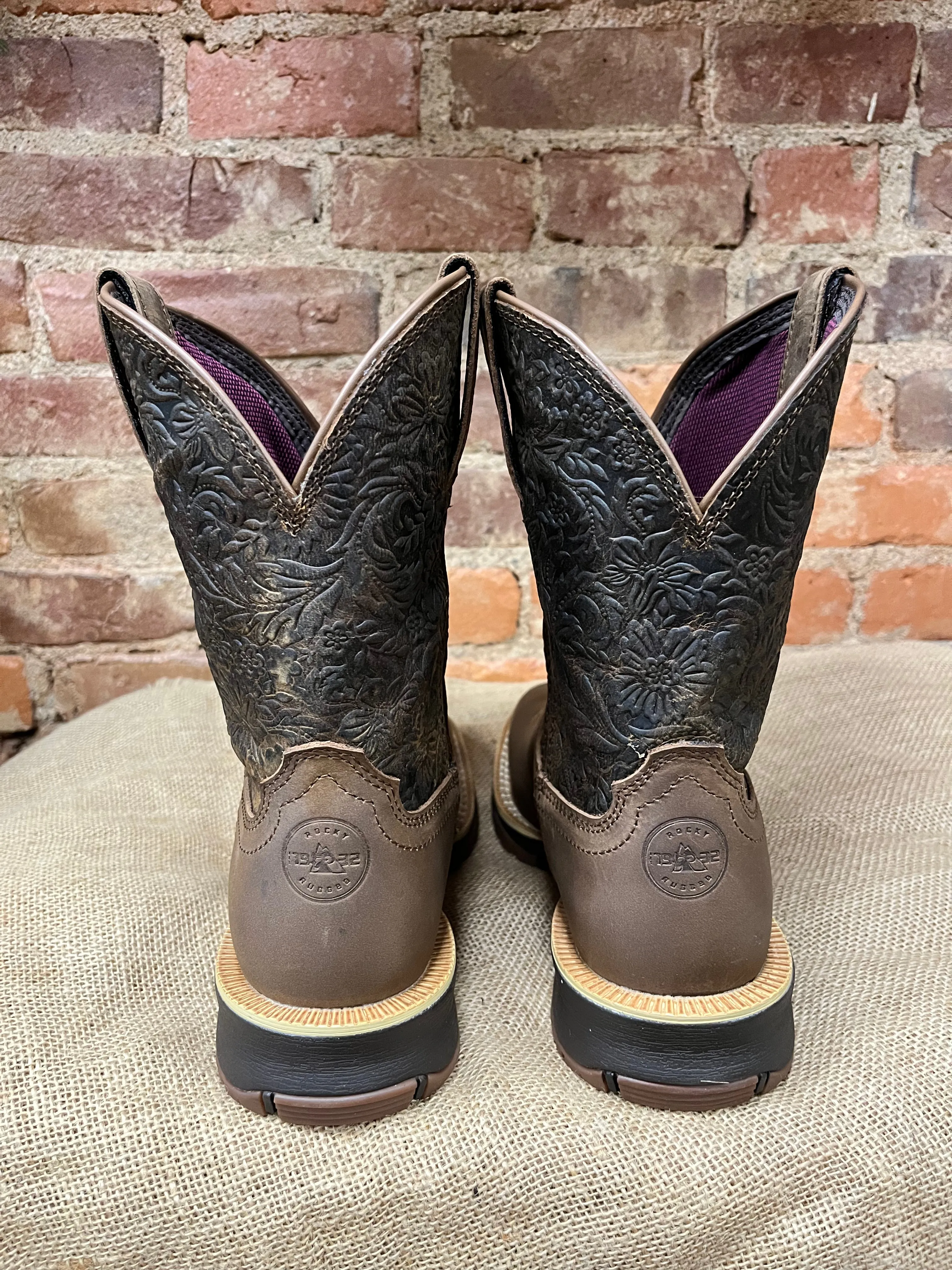 Protective Fit Sleek Design Rocky Women's Rosemary Cinnamon Brown Western Work Boots RKW0413