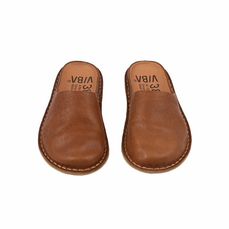Roma | Leather | Cognac Brown - Clog - VIBAe