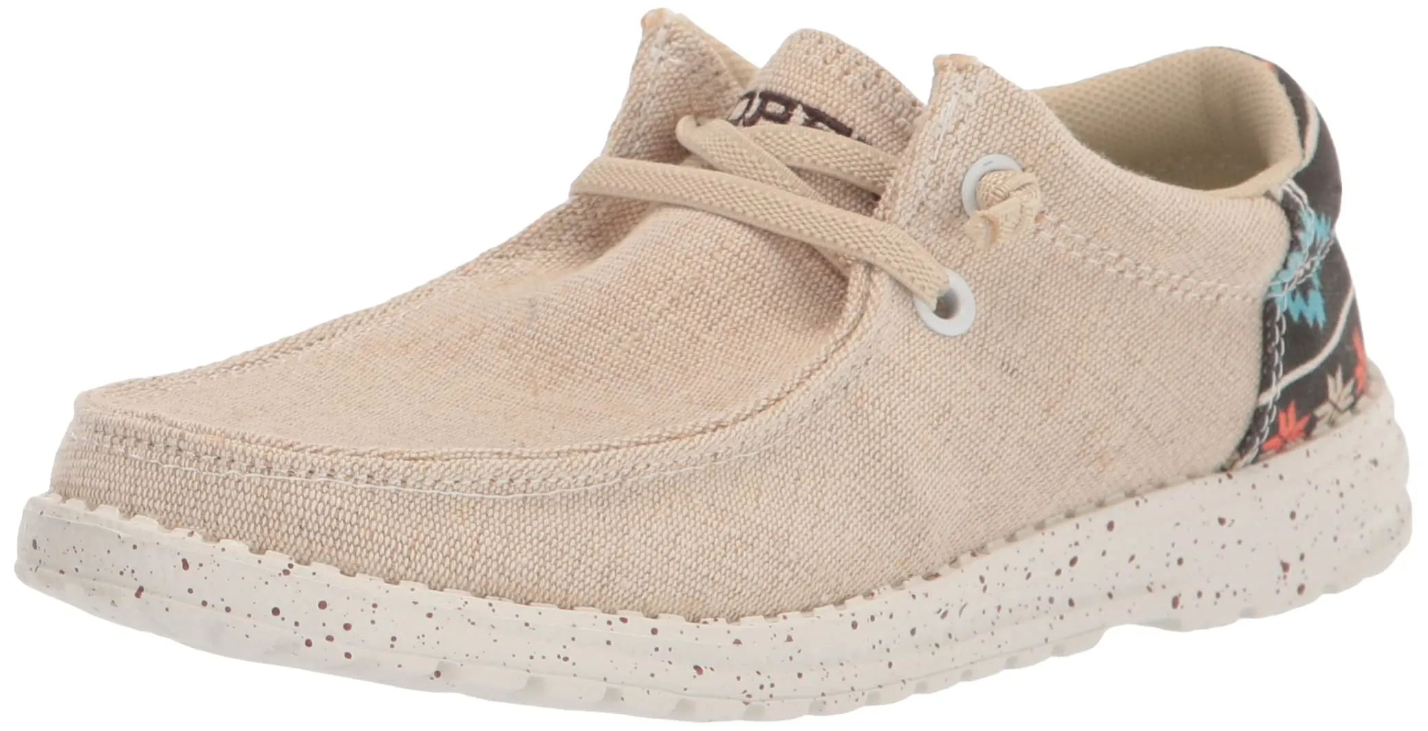 Roper Children/Youth Hang Loose Tan Canvas Slip On Laced Shoe 1793-3012 Protective Cushioning